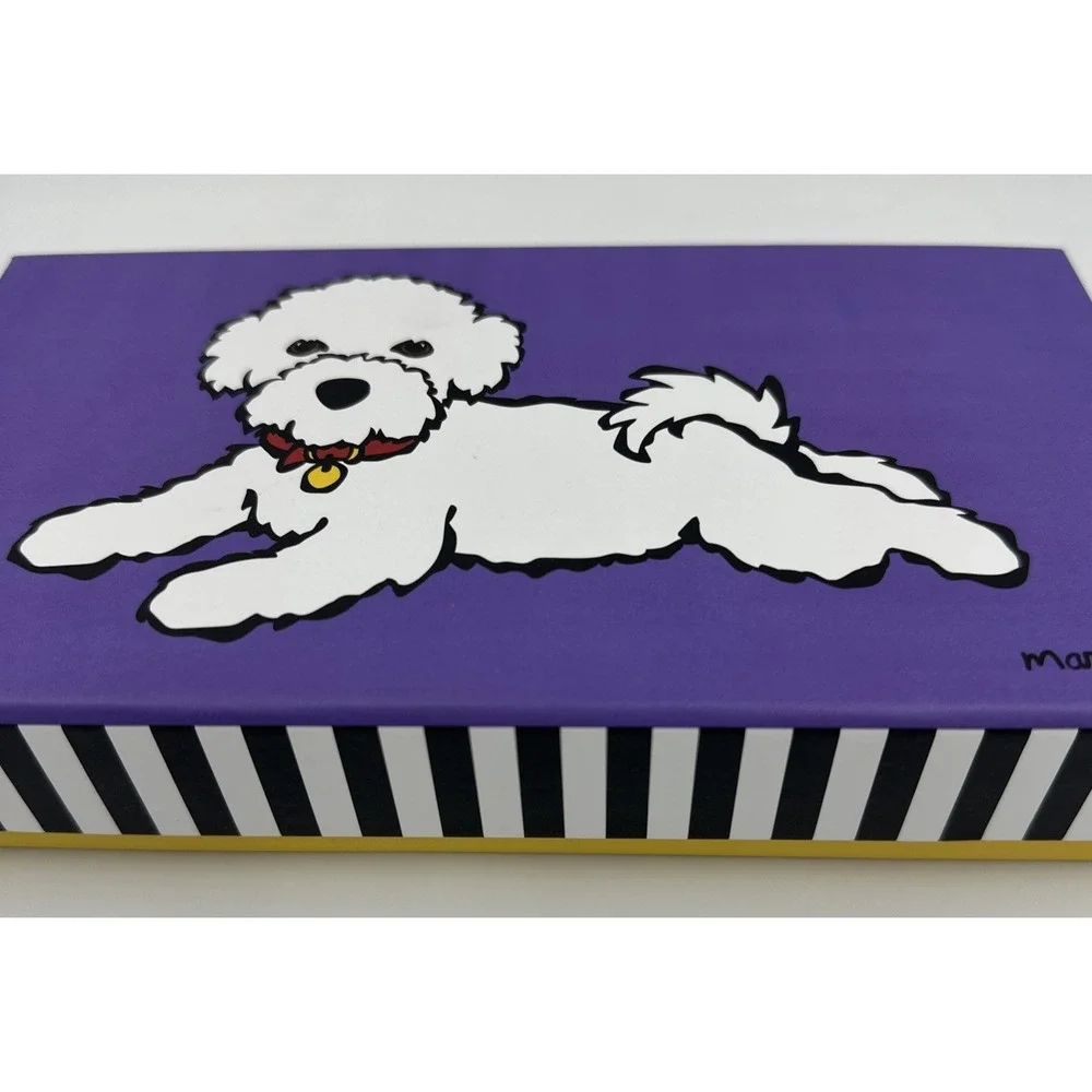 Marc Tetro Bishon Frise Dog Wallet Purple Zip Around Gift Box Cute Pup